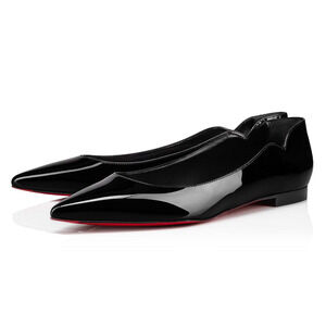 Christian Louboutin Hot Chickita Flat Black Patent Leather Ballet Ballerina 40